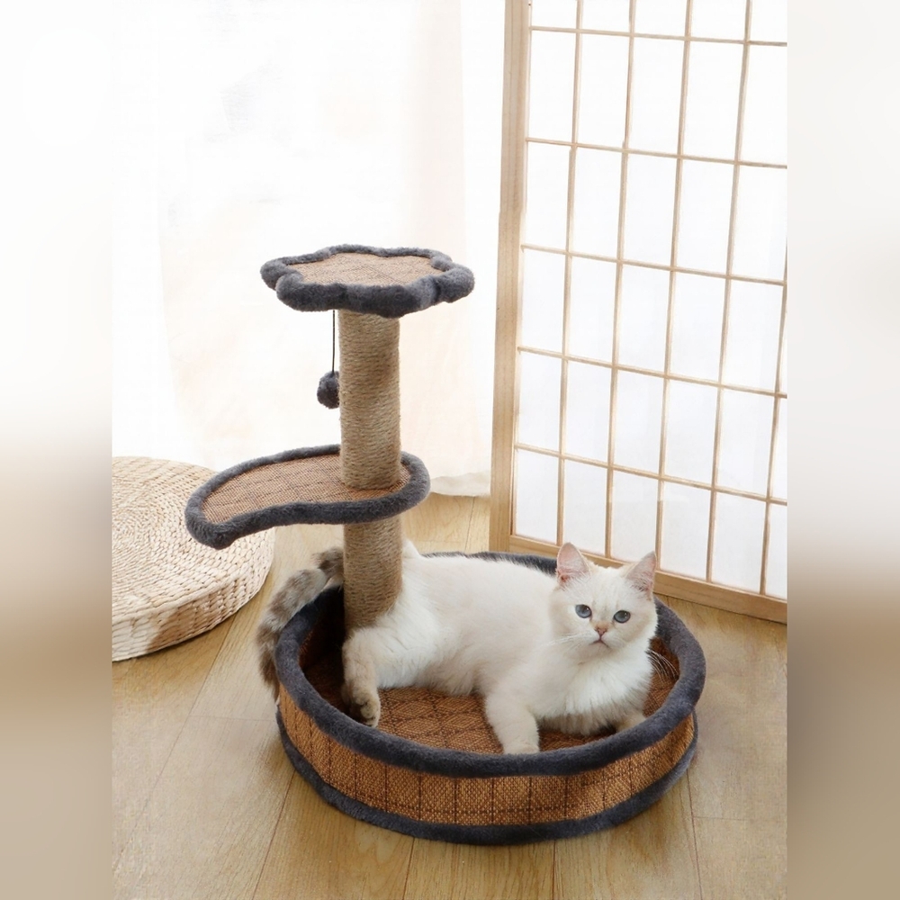 Cozy Cat Tree with Scratching Post - Brown and Gray